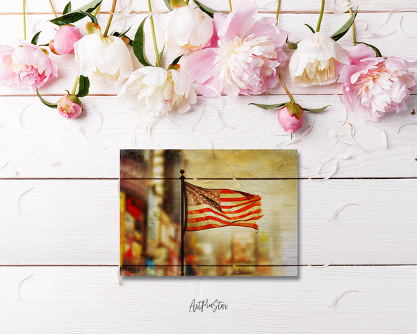 Tattered American Flag Blowing in the Wind Veterans Day Holiday Greeting Cards