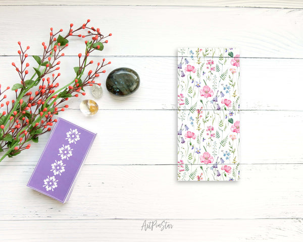 Wildflowers Pink Poppy Delphinium Green Leaves and Plants Spring Flower Personalized Vellum Dashboard, Pocket, 3.19" x 4.72"