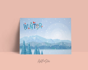 Abstract Mountain Landscapes of Geometric Winter Customizable Season Greeting Cards