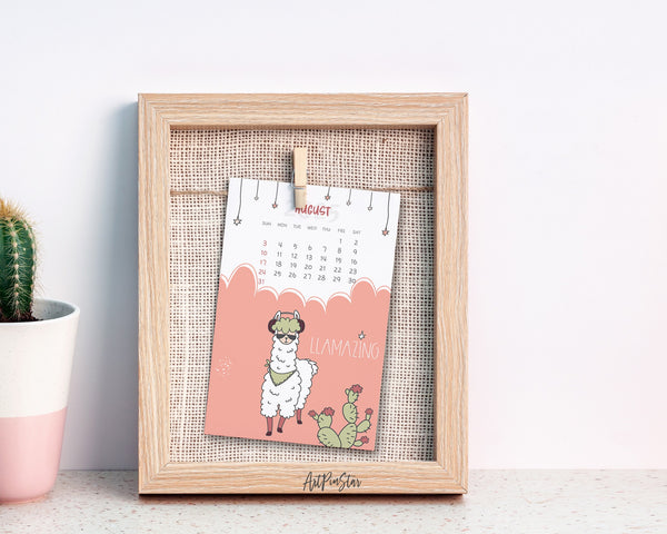 2025 Desk Calendar Alpaca Llama Scandinavian Sheep Animal Wooden Mini Easel Stand Holder