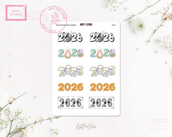 2026 - 2029 Sticker Seals White Stickers