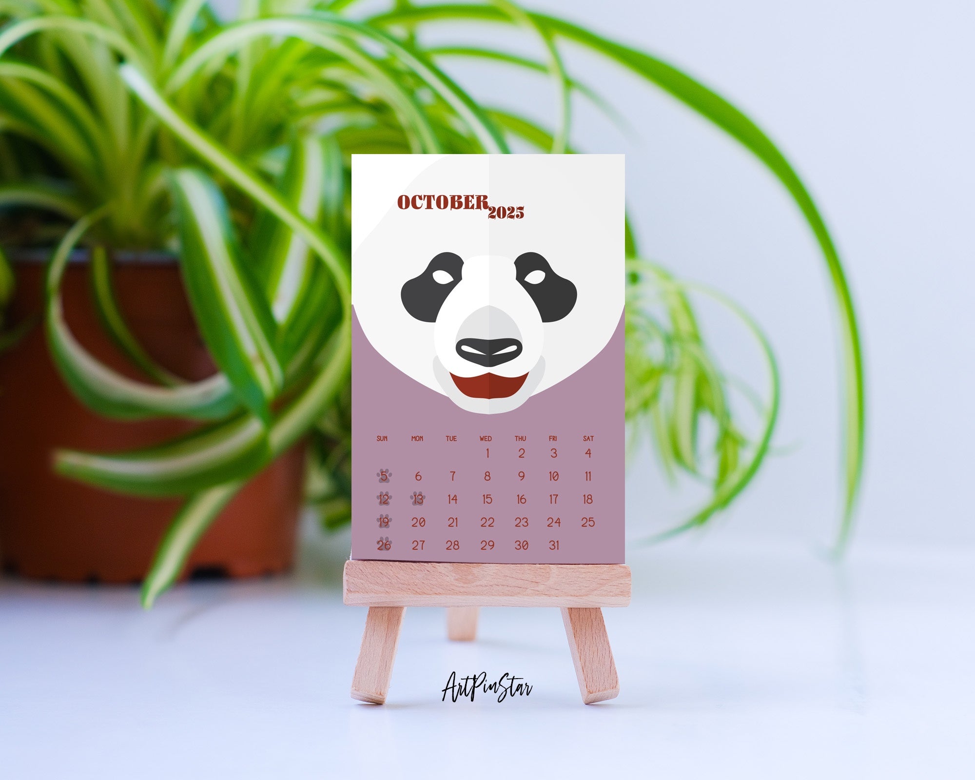 2025 Desk Calendar Animal Wooden Mini Easel Stand Holder