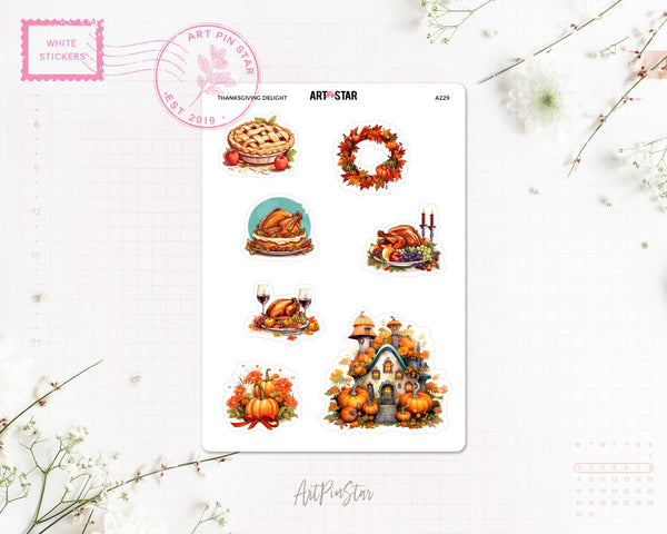 Thanksgiving Delight White Stickers