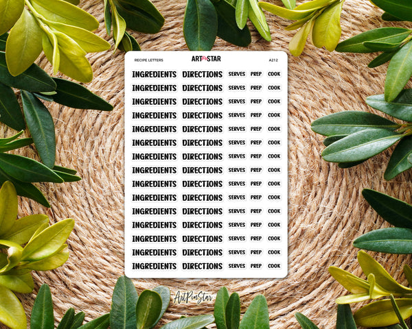 Recipe Letters White Stickers