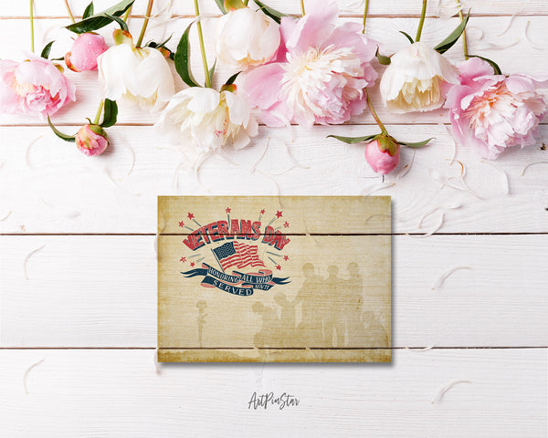 Honoring all who served Retro Style Veterans Day Holiday Greeting Cards