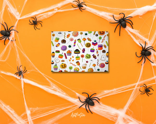 Halloween Sweets Spooky Dessert Pattern Custom Holiday Greeting Card