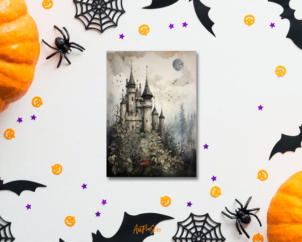 Vintage Halloween Castle Custom Holiday Greeting Card