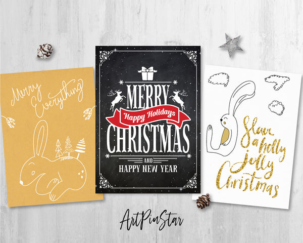 Merry Christmas and Happy New Year Personalized Holiday Greeting Card Gifts