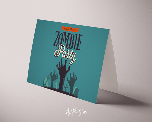 Zombie Party Tombstone Custom Holiday Greeting Card