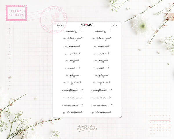 Lettering Functional Planner Clear Stickers