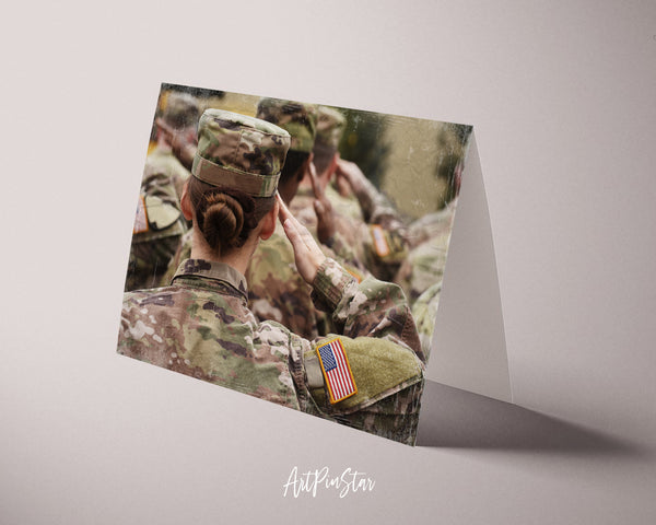 American Soldiers Salute US Army Military Veterans Day Veterans Day Holiday Greeting Cards