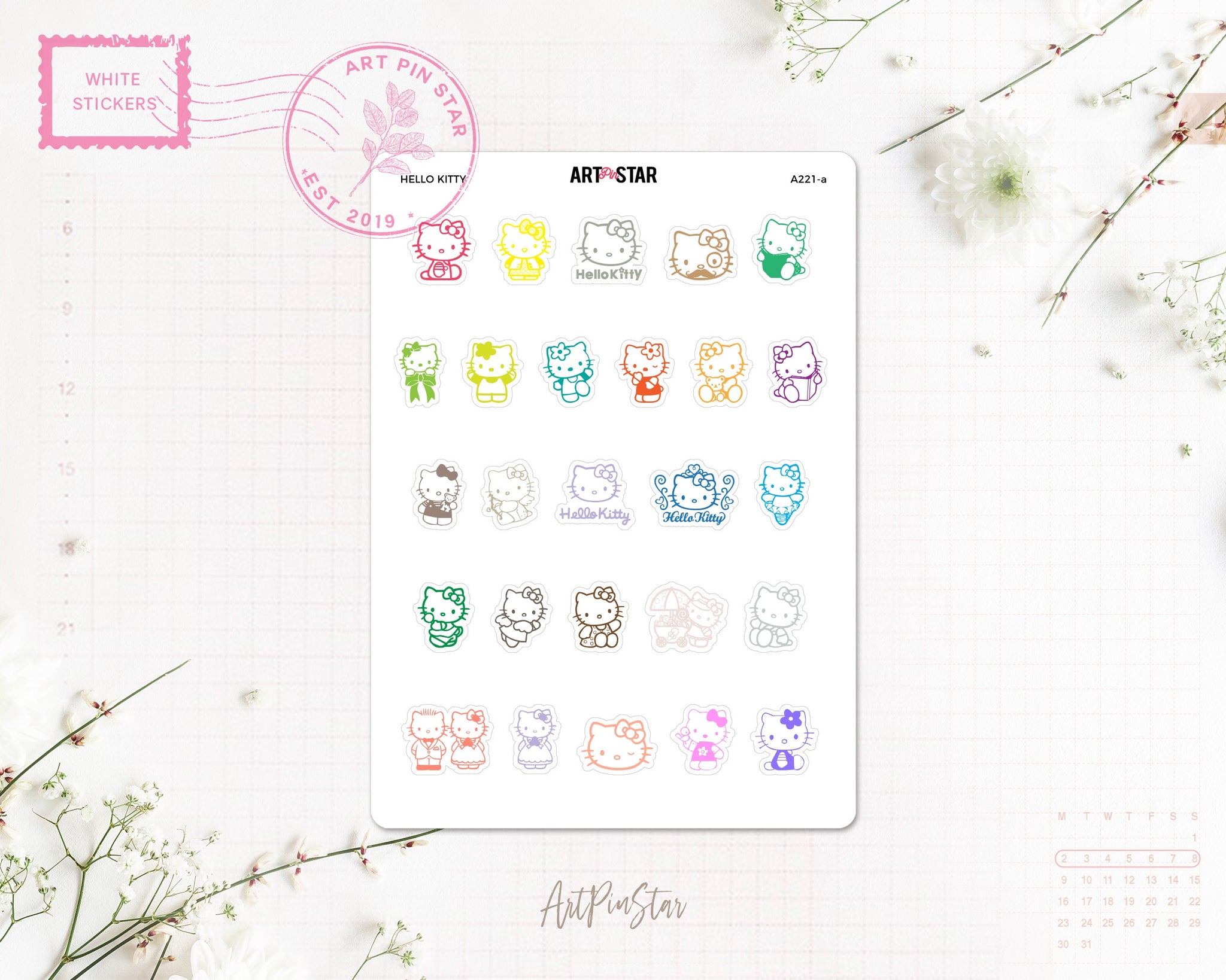 Hello Kitty White Stickers