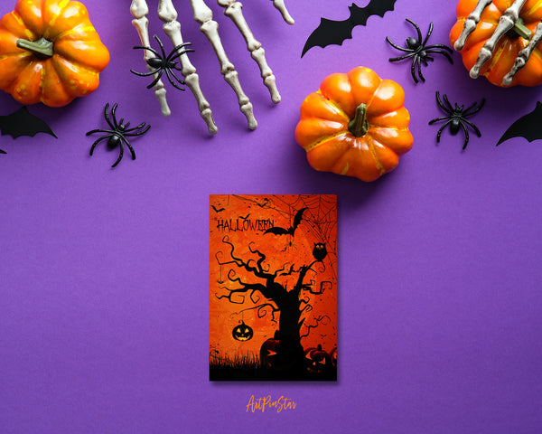 Halloween Pumpkin Bat Custom Holiday Greeting Card