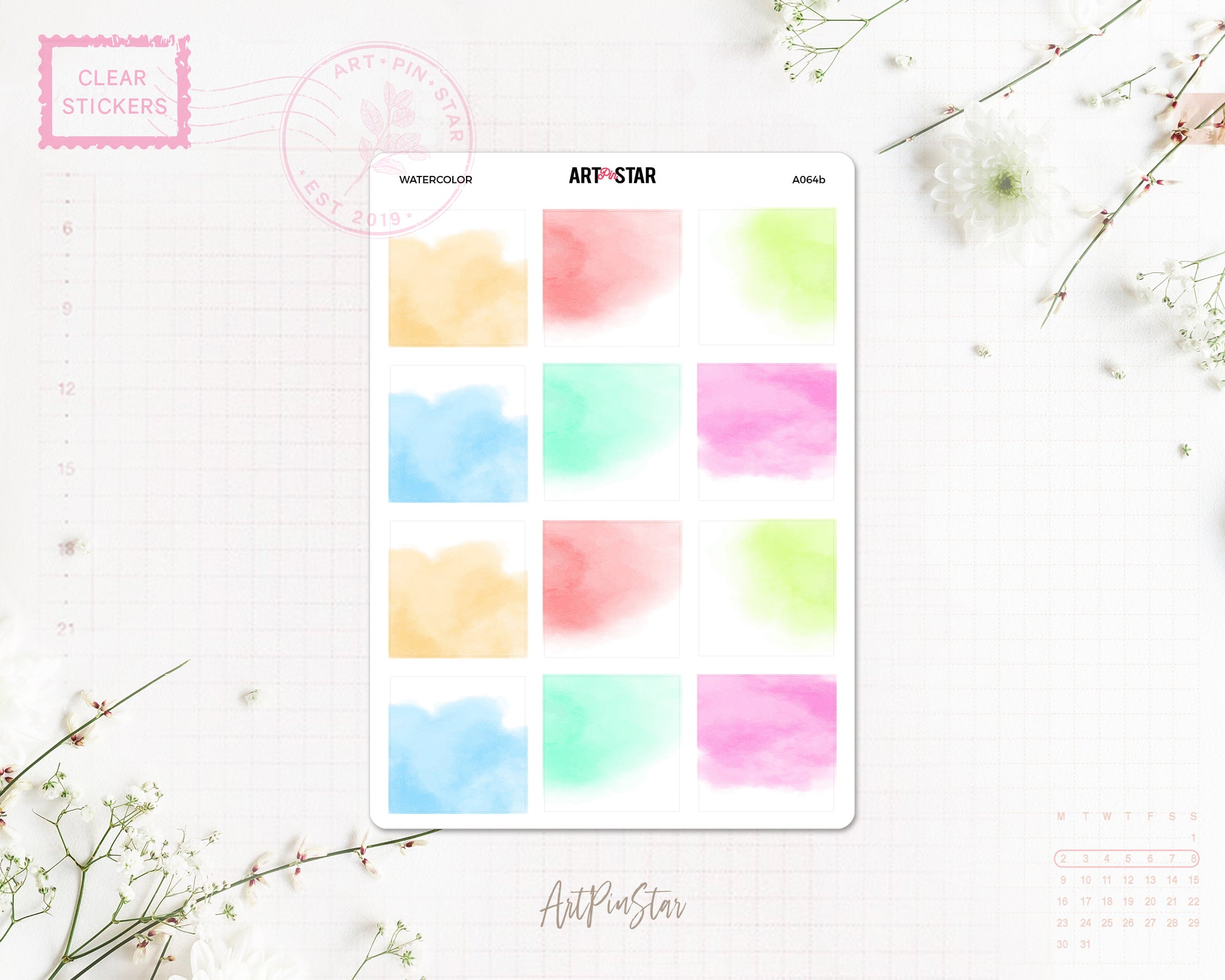 A064b | Watercolor Background Mini Fullbox, A6