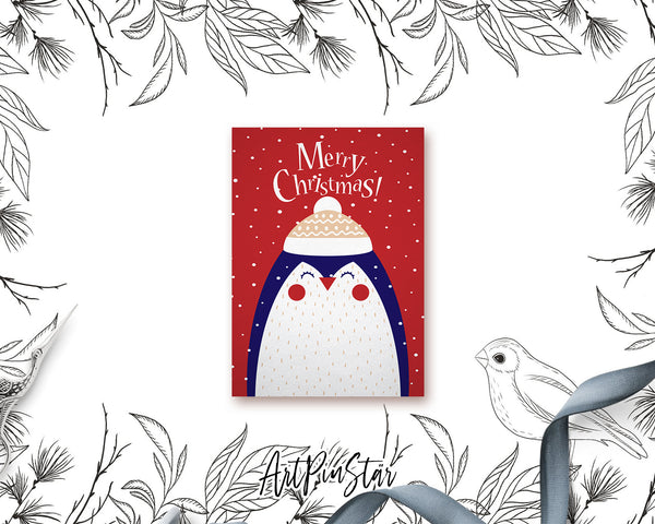 Merry Christmas-Penguin Personalized Holiday Greeting Card Gifts