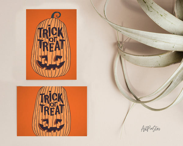 Trick or Treat Halloween Pumpkin Custom Holiday Greeting Card