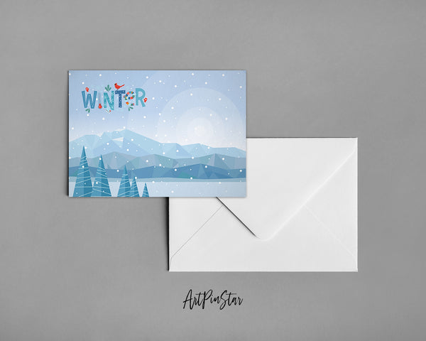 Abstract Mountain Landscapes of Geometric Winter Customizable Season Greeting Cards