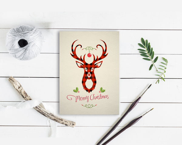 Merry Christmas Deer Light Personalized Holiday Greeting Card Gifts