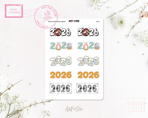 2026 - 2029 Sticker Seals White Stickers