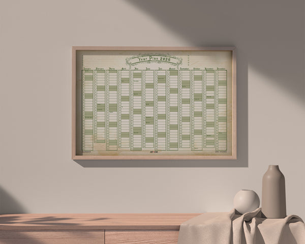 2026 Vintage Customizable Yearly Wall Calendar