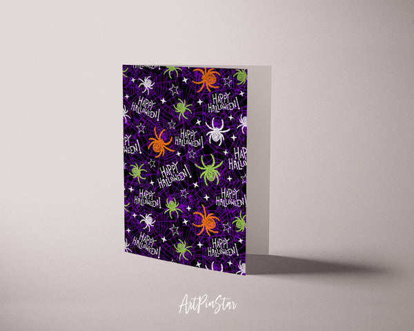 Halloween Spook Spider Pattern Custom Holiday Greeting Card