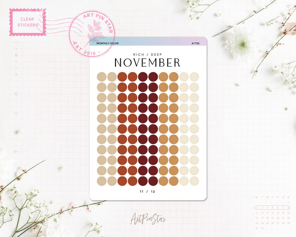 Monthly Color Chart Clear Stickers