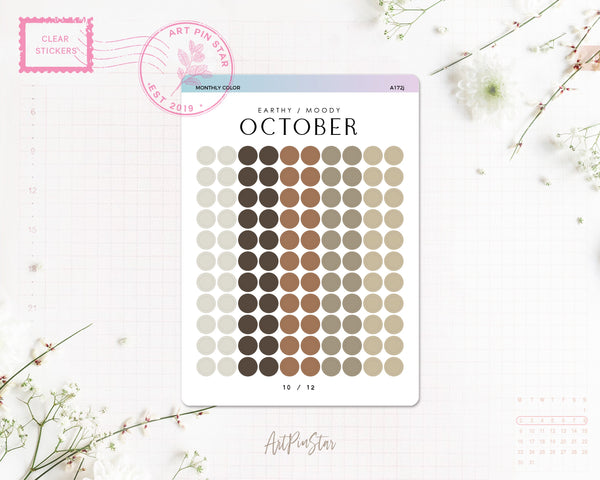 Monthly Color Chart Clear Stickers