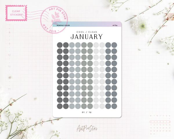 Monthly Color Chart Clear Stickers