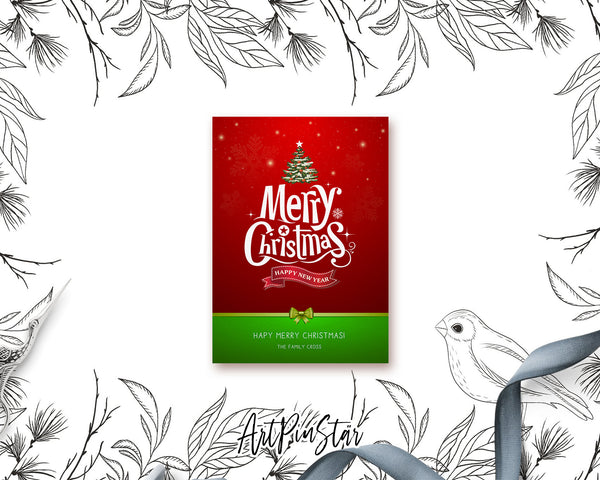 Merry Christmas Happy New Year Personalized Holiday Greeting Card Gifts