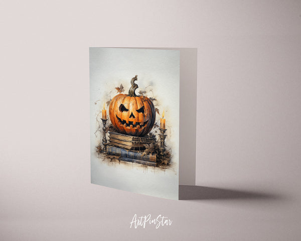 Vintage Halloween Pumpkin Custom Holiday Greeting Card