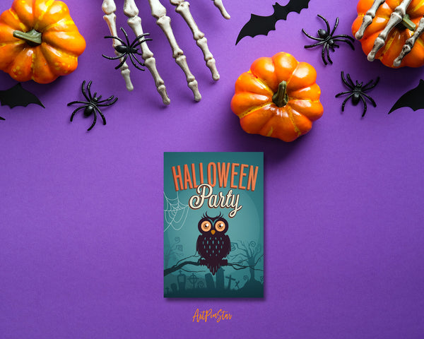 Halloween Party Owl Custom Holiday Greeting Card