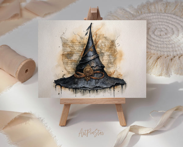 Vintage Halloween Witch Hat Custom Holiday Greeting Card