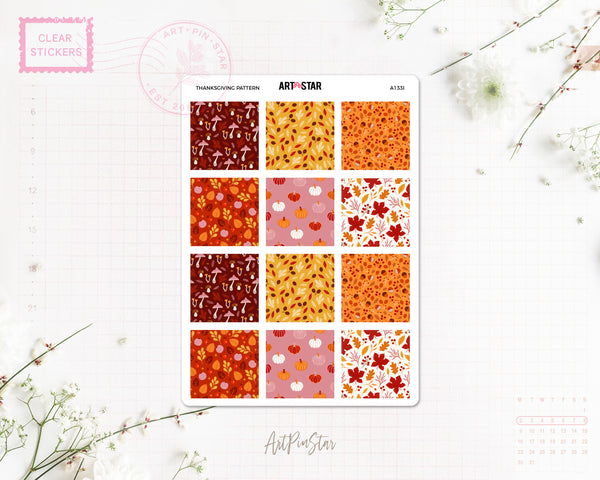 Thanksgiving Mini Fullbox Pattern Clear Stickers