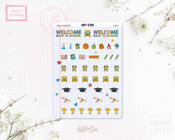 Back To School Clear/White Stickers