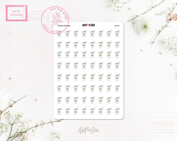 Coffee Doodle White Stickers