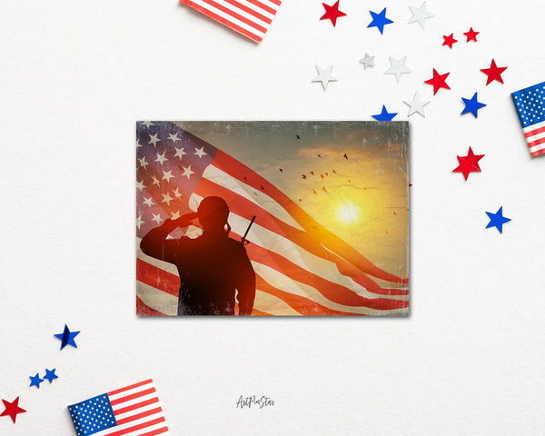 USA Army Soldier Saluting Flag Veterans Day Holiday Greeting Cards