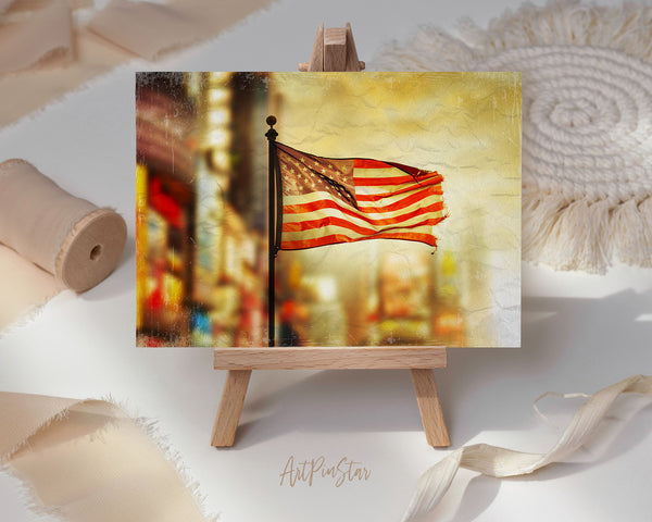 Tattered American Flag Blowing in the Wind Veterans Day Holiday Greeting Cards