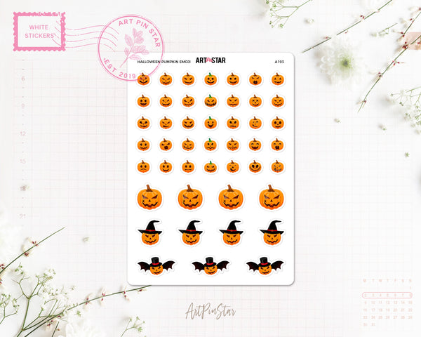 Halloween Pumpkin Emoji White Stickers