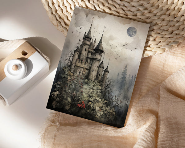 Vintage Halloween Castle Custom Holiday Greeting Card