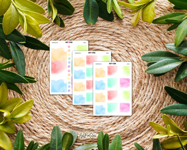 Watercolor Background Mini Fullbox Clear Stickers