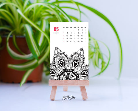 2025 Desk Calendar Ornament mandala Wooden Mini Easel Stand Holder