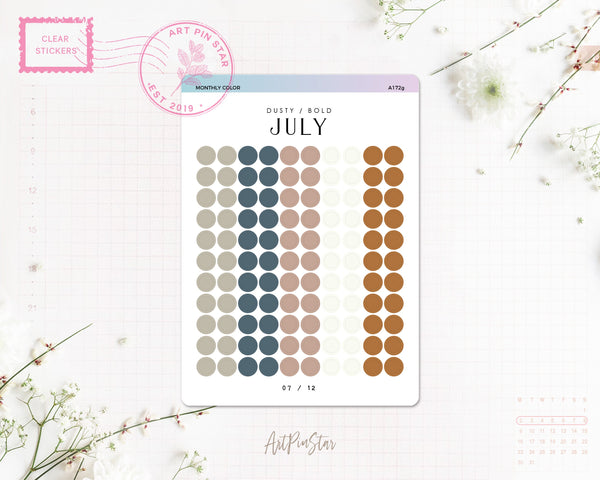 Monthly Color Chart Clear Stickers