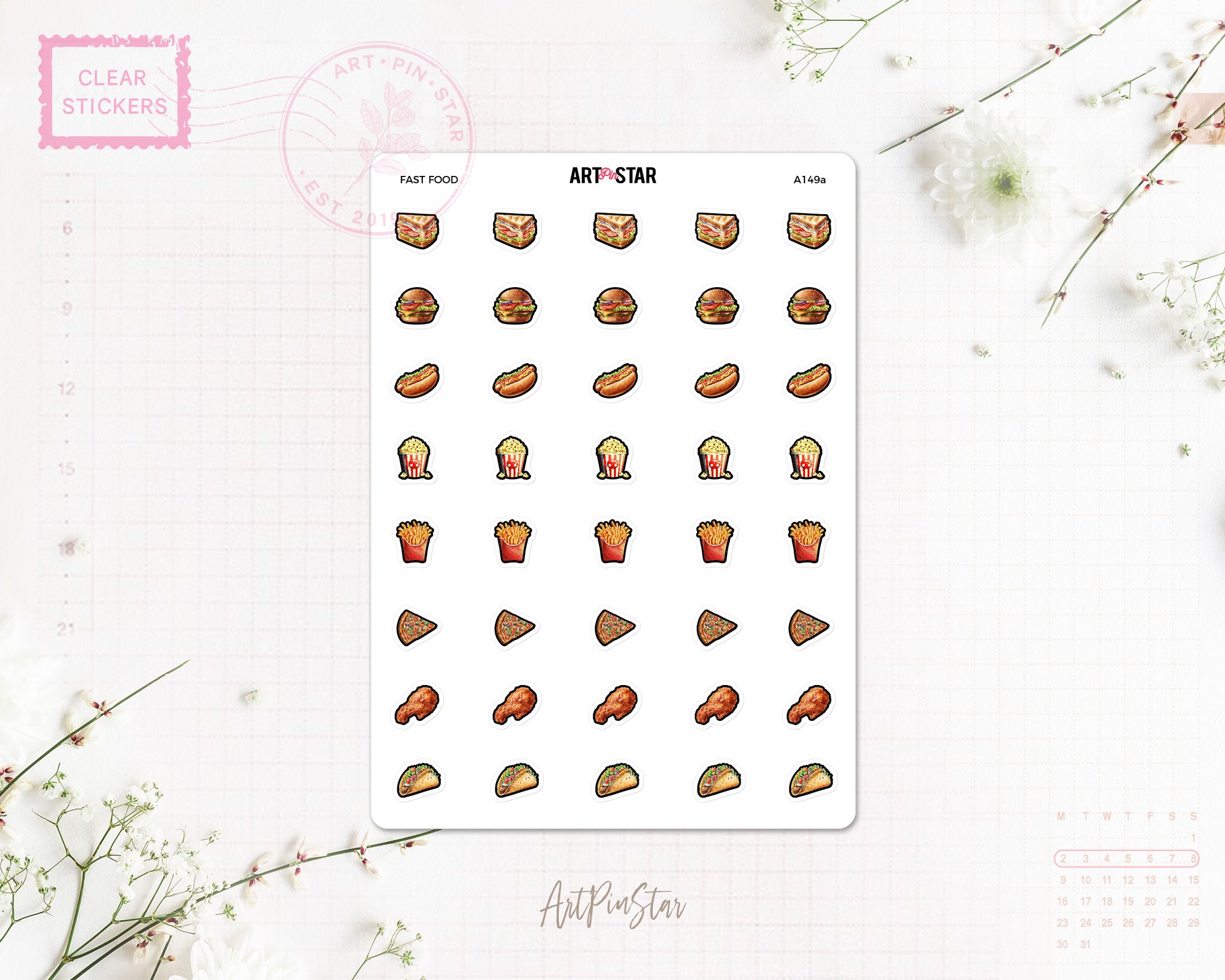 Fast Food Meal Clear Stickers