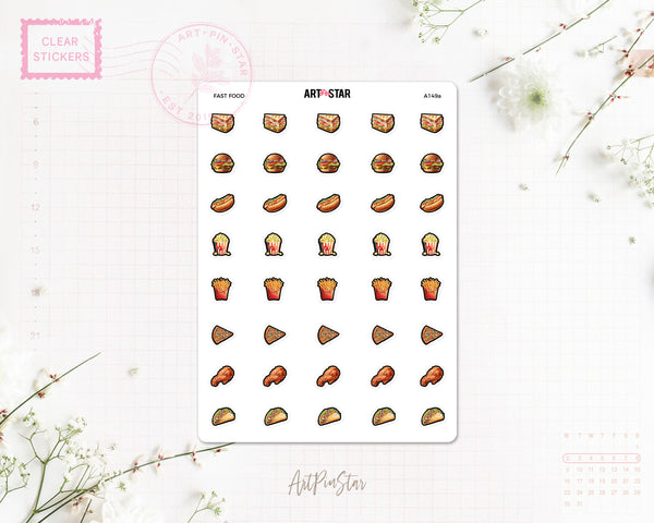 Fast Food Meal Clear Stickers