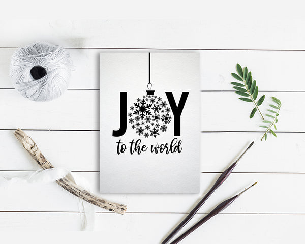 Joy to the world Black & White Personalized Holiday Greeting Card Gifts