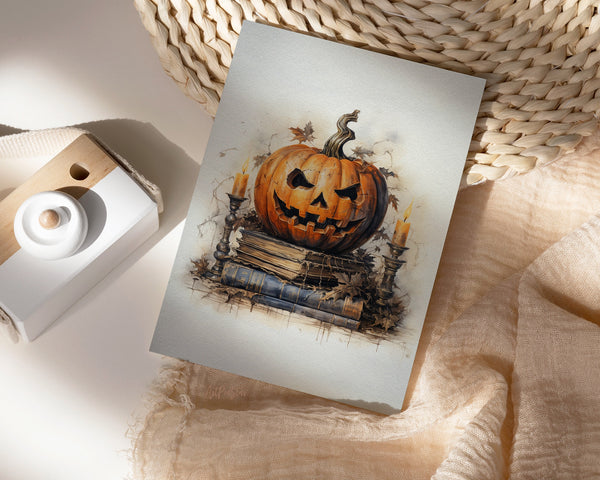 Vintage Halloween Pumpkin Custom Holiday Greeting Card