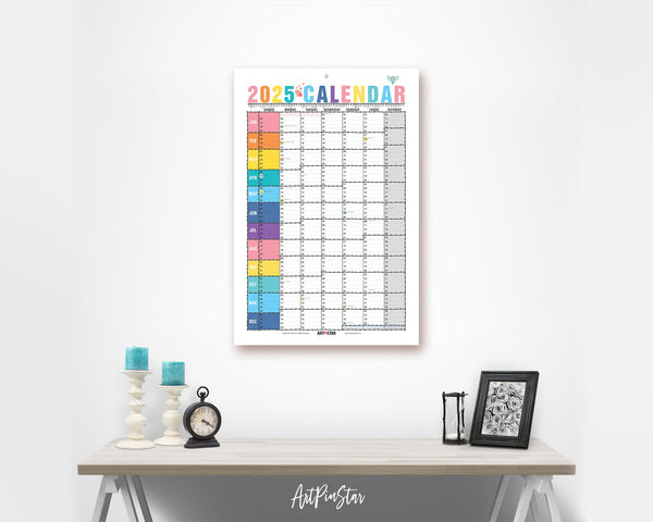 2025 Rainbow Customizable Yearly Wall Calendar