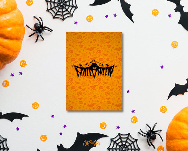 Halloween Pumpkin and Skull & Spider Custom Holiday Greeting Card