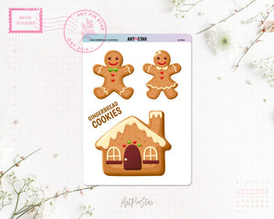 Christmas Gingerbread Cookies White Stickers