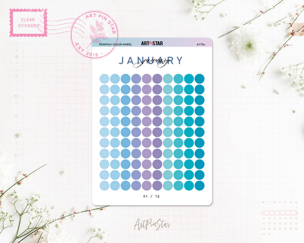 Monthly Color Wheel Clear Stickers